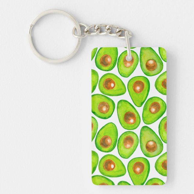 Avocado schneidet Aquarellfarben Schlüsselanhänger (Vorderseite)