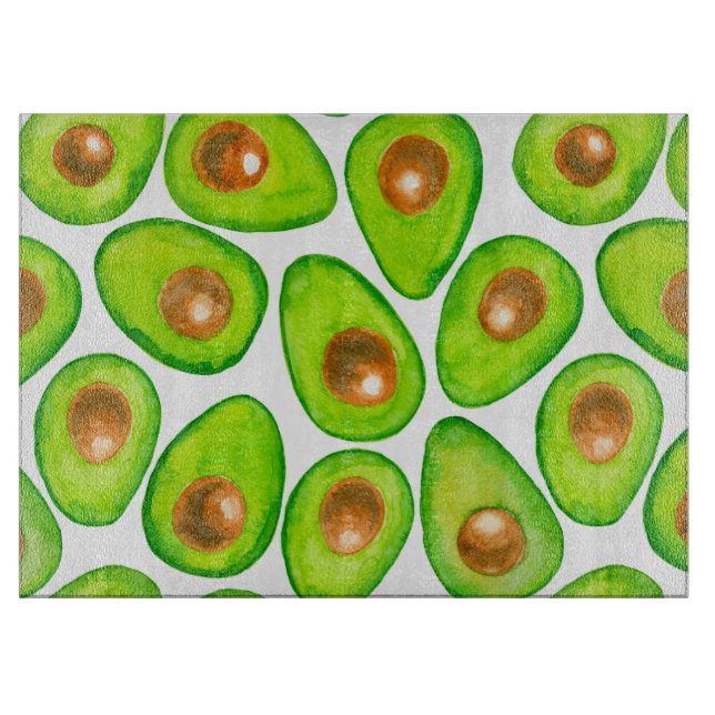 Avocado schneidet Aquarellfarben Schneidebrett (Vorderseite)