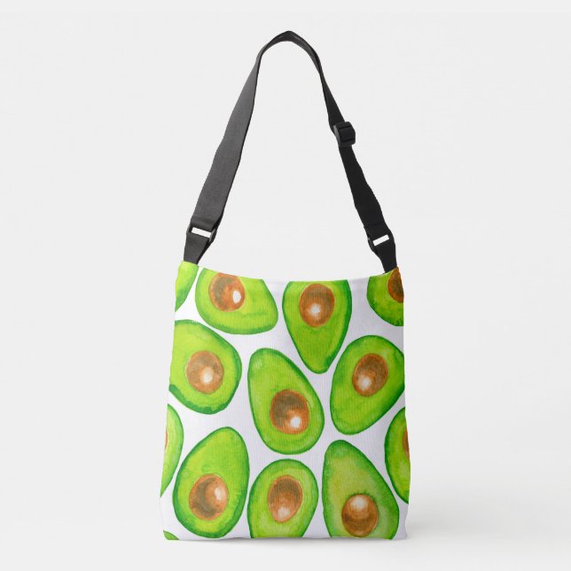 Avocado schneidet Aquarellfarben Tragetaschen Mit Langen Trägern (Vorderseite)