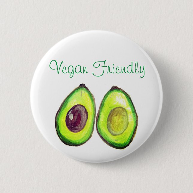 Avocado Spaß Text Vegan Food Healthy Fruit Button (Vorderseite)