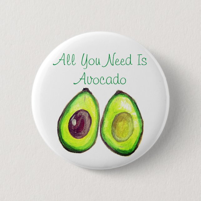 Avocado Spaß Text Vegan Food Healthy Fruit Button (Vorderseite)