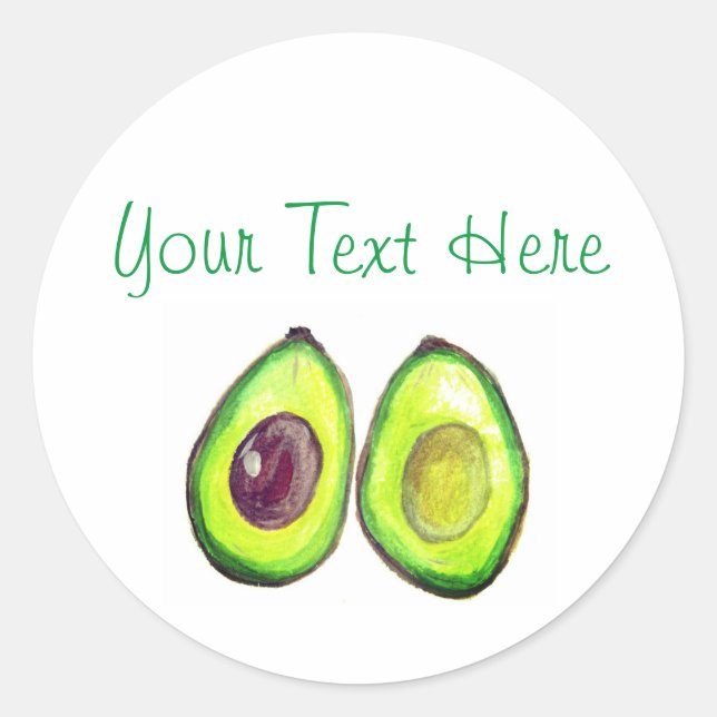 Avocado Spaß Text Vegan Food Healthy Fruit Classi Runder Aufkleber (Vorderseite)