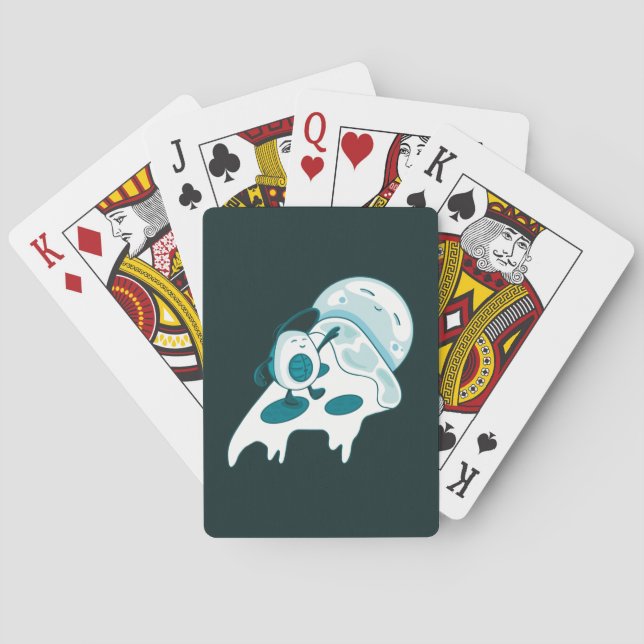 Avocado Surfen auf einem Slice Pizza Ice-Version Spielkarten (Rückseite)