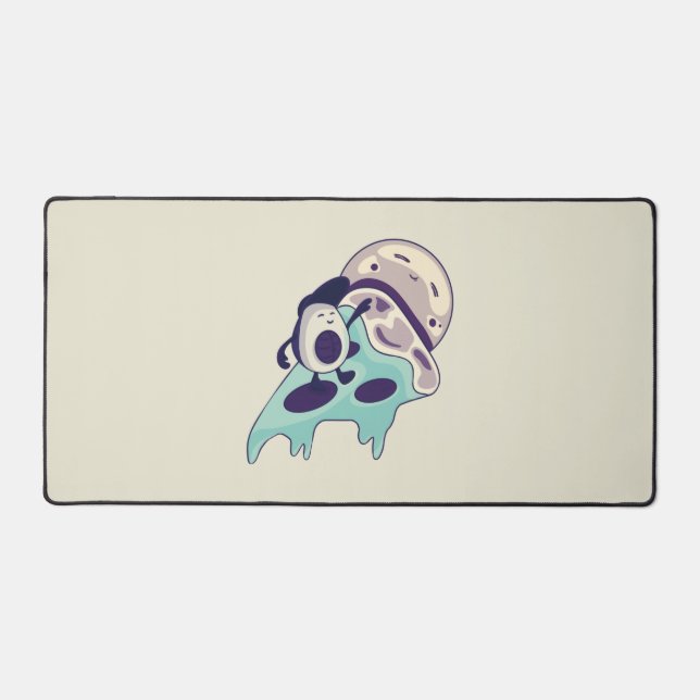 Avocado Surfen auf einem Slice Pizza Mint Version Schreibtischunterlage (Vorderseite)