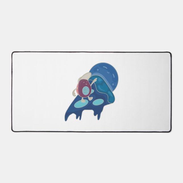 Avocado Surfen auf einem Slice Pizza Night Version Schreibtischunterlage (Vorderseite)