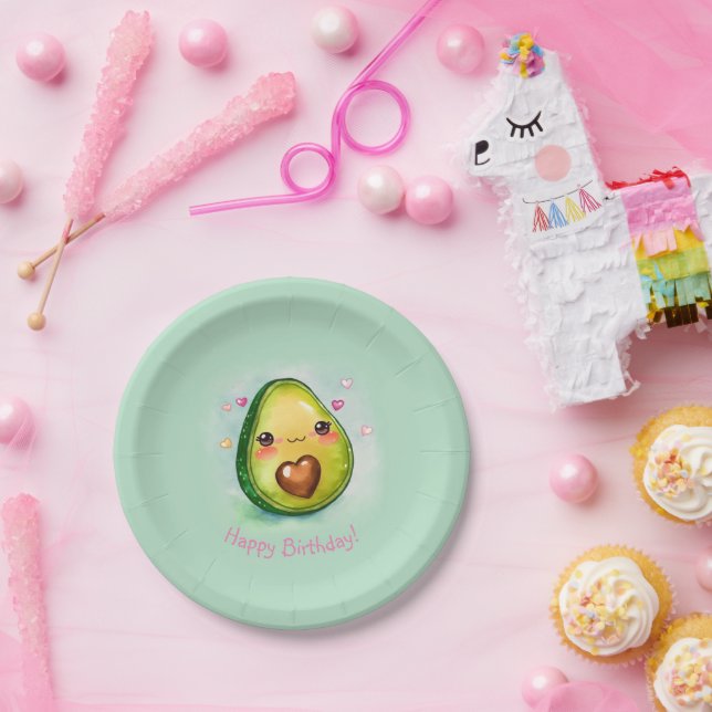 Avocado Süsse, Ihr Text - Papierplatte Pappteller (Party)