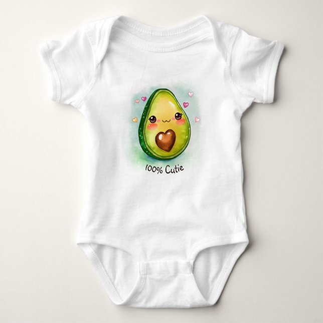 Avocado Süsse mit Ihrem Text - Baby Bodysuit Strampler (Vorderseite)