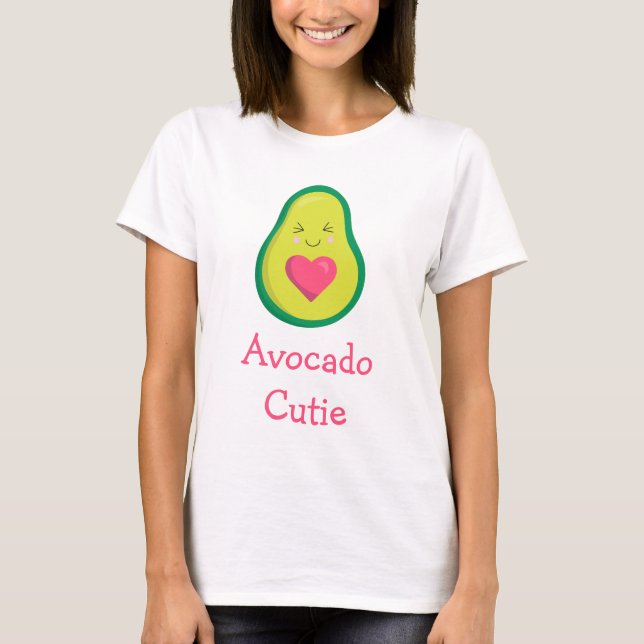 Avocado Süsse Rosa Herz T-Shirt (Vorderseite)