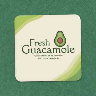 Avocado-Symbol - Moderner Guacamole-Etiketten-Aufk Quadratischer Aufkleber