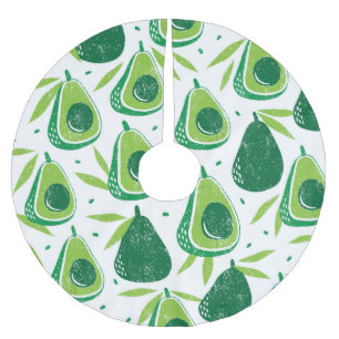 Avocado, texturierter Stempel, nahtloses Muster. Polyester Weihnachtsbaumdecke