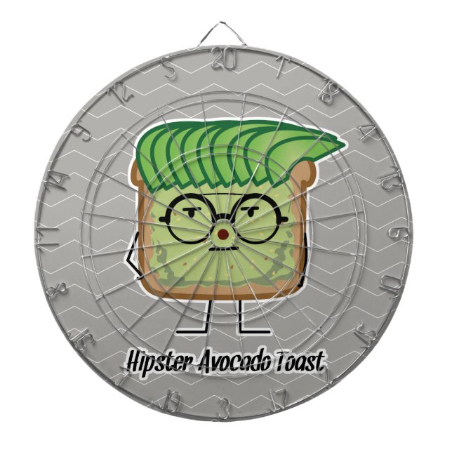 Avocado Toast Hipster Brille graue Haare Dartscheibe (vorne)