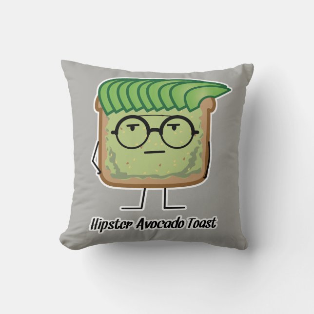 Avocado Toast Hipster Brille graue Haare Kissen (Vorderseite)