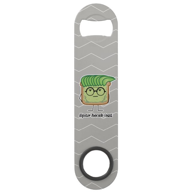 Avocado Toast Hipster Brille graue Haare Speedflaschenöffner (Vorderseite)