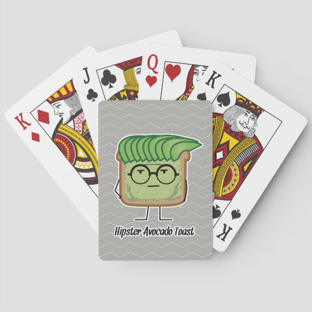 Avocado Toast Hipster Brille graue Haare Spielkarten (Rückseite)