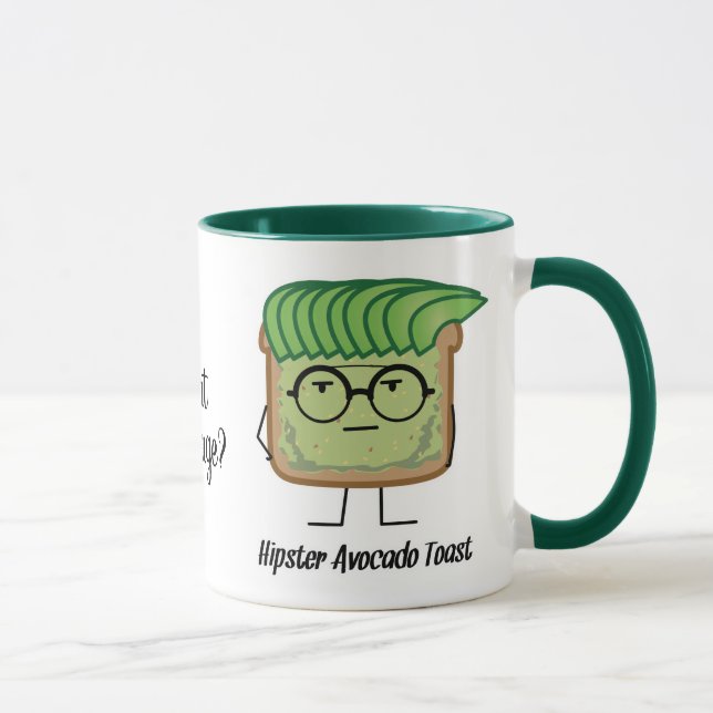 Avocado Toast Hipster Brille graue Haare Tasse (Rechts)