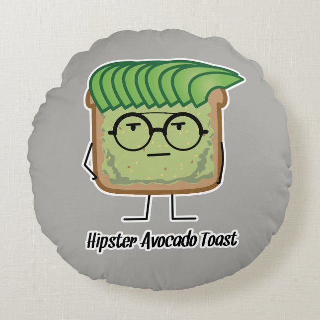 Avocado-Toast-Hipsterglas-Schmiererhaar Rundes Kissen (Vorderseite)