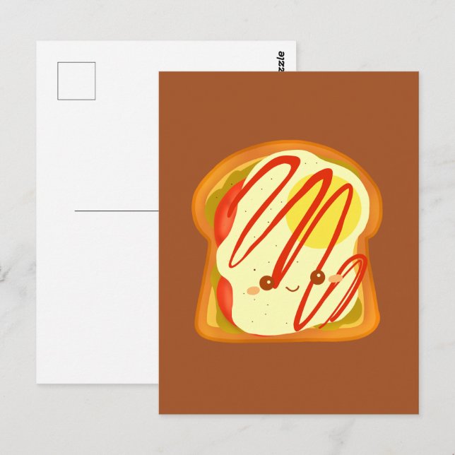 Avocado Toast mit Eiern und Tomaten Postkarte (Vorne/Hinten)