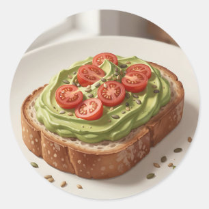 Avocado-Tomaten-Toast Frische Frühstückskunst Runder Aufkleber