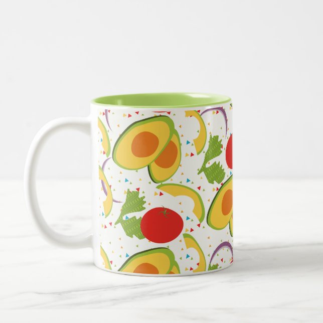 Avocado Tomato Salad Greenery Muster Zweifarbige Tasse (Links)