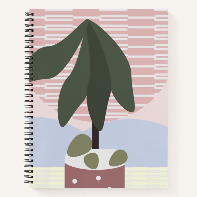 Avocado Tree Blush Mute Geometric Notizbuch (Vorderseite)