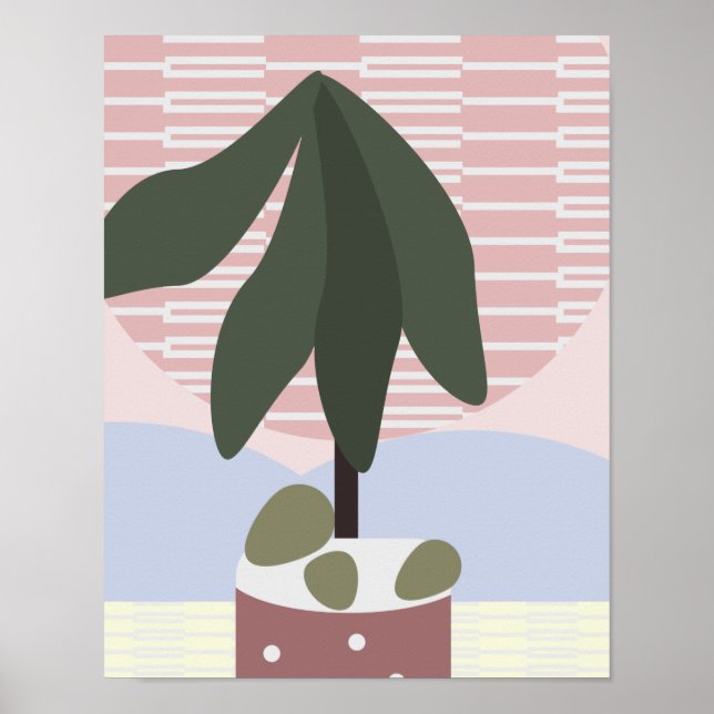 Avocado Tree Blush Mute Geometric Poster (Vorne)