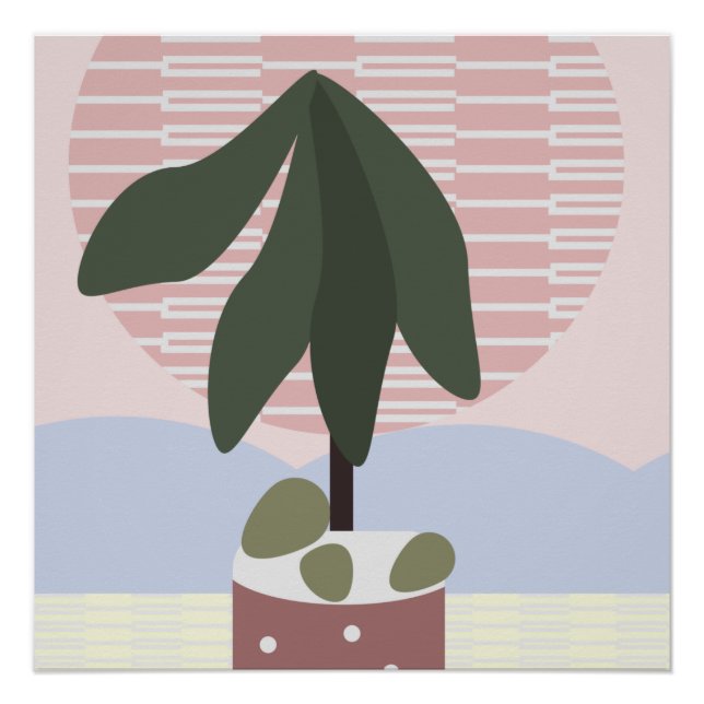 Avocado Tree Blush Muted Geometrisch   Poster (Vorderseite)