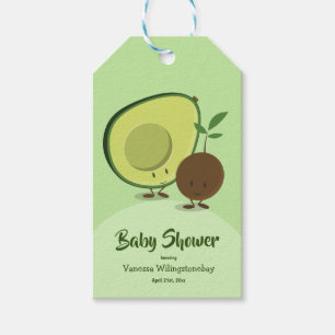 Avocado-und Gruben-Cartoon-Charakter-Baby-Dusche Geschenkanhänger