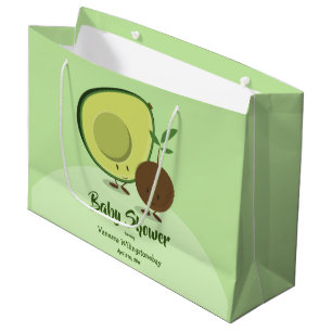 Avocado-und Gruben-Cartoon-Charakter-Baby-Dusche Große Geschenktüte