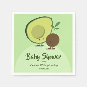 Avocado-und Gruben-Cartoon-Charakter-Baby-Dusche Serviette