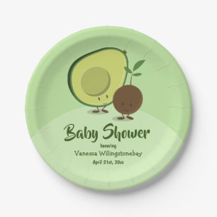 Avocado und Pit Cartoon Character Baby Shooter Pappteller