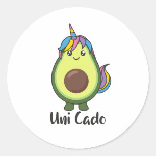 Avocado Unicorn Funny Avocados Unicorns Uni Cado Runder Aufkleber