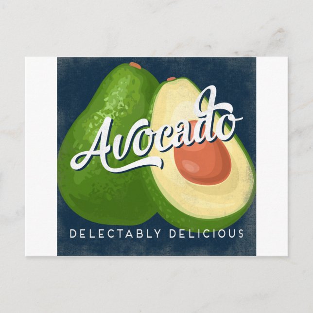 Avocado Vintag Fruchtlabel Retro Postkarte (Vorderseite)