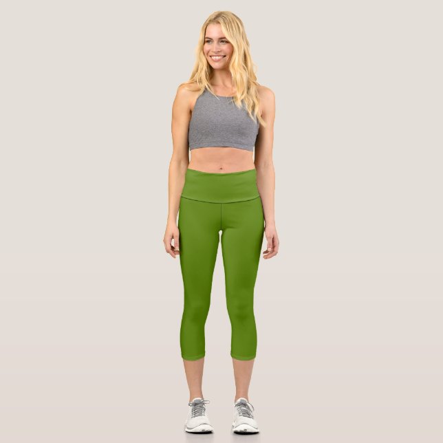 Avocado (Vollfarbe) Capri Leggings (Vorderseite)