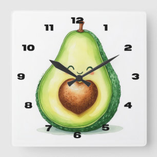 Avocado-Wanduhr Quadratische Wanduhr