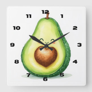 Avocado-Wanduhr Quadratische Wanduhr