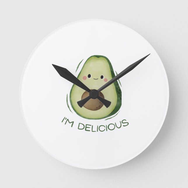 Avocado Watch: Stay on Time with Style Runde Wanduhr (Vorderseite)