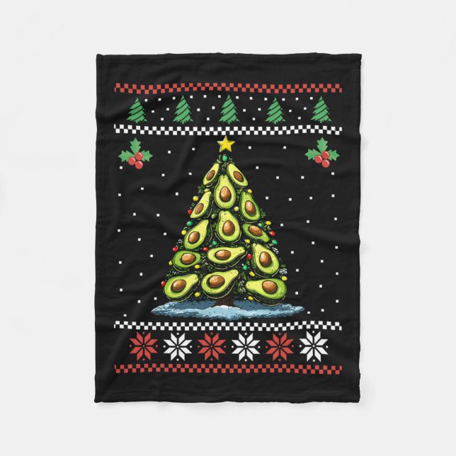 Avocado Weihnachtsbaum Ugly Weihnachtsweih Weihnac Fleecedecke (Vorderseite)