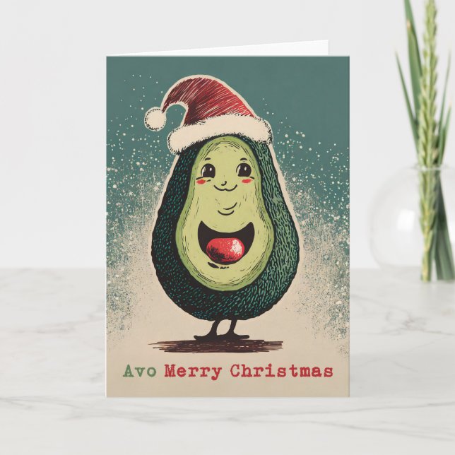 Avocado Weihnachtskarte Karte (Vorderseite)
