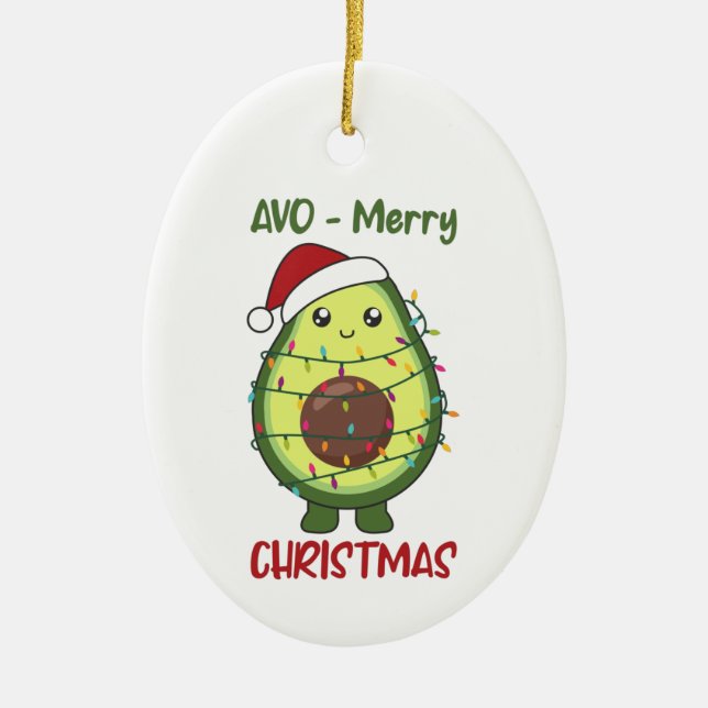 Avocado Weihnachtslicht Funny Avocados Adult Clot Keramik Ornament (Vorne)
