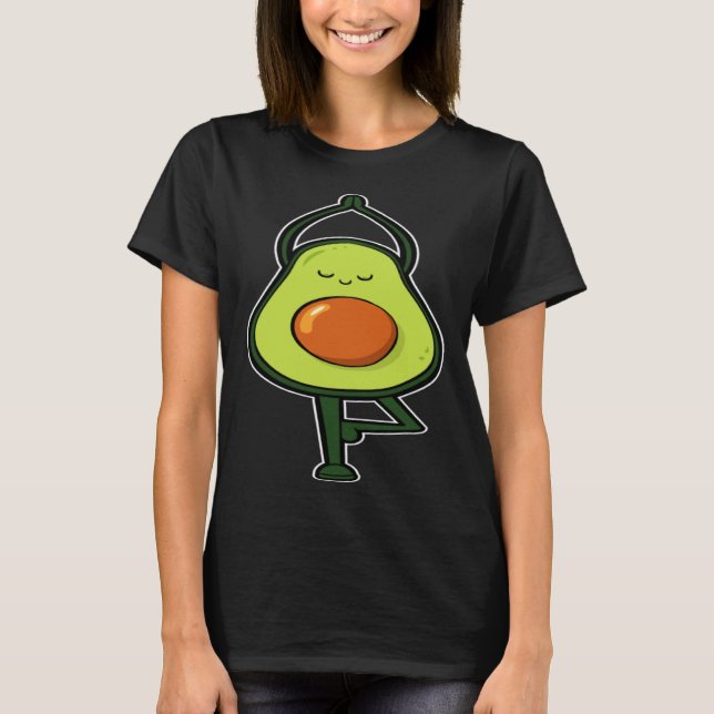 Avocado Yoga Fruit Tree Fitness Stress Relief Exer T-Shirt (Vorderseite)