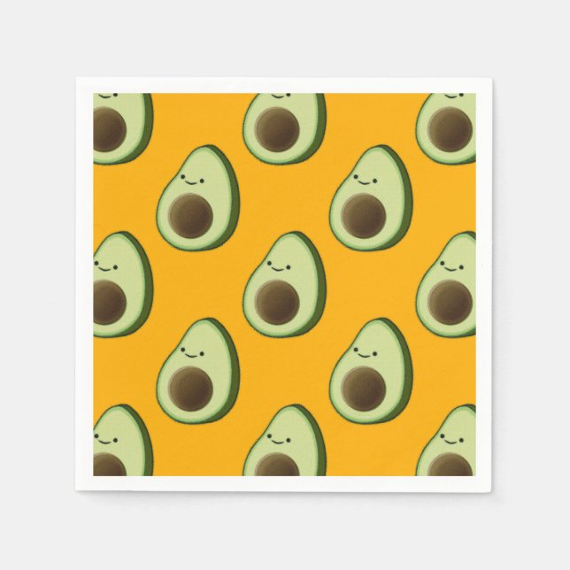 Avocado Zeichnend Muster Serviette (Vorderseite)