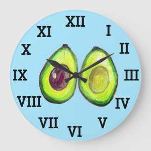Avocadoküche Gemüse Gesundes Wasserfarbe Essen Große Wanduhr