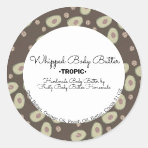 Avocados Body Butter Bad Branding Verpackung Runder Aufkleber