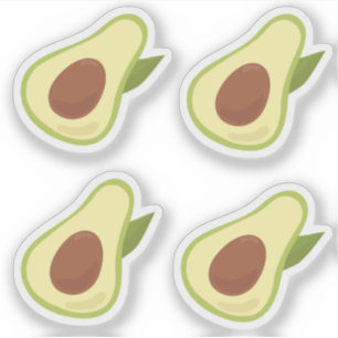 Avocados lustiger Retro-Stil Pastellgrün Set Aufkleber