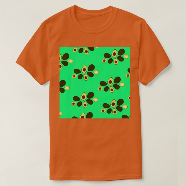 Avocados-Schema mit blauem Hintergrund T-Shirt (Design vorne)