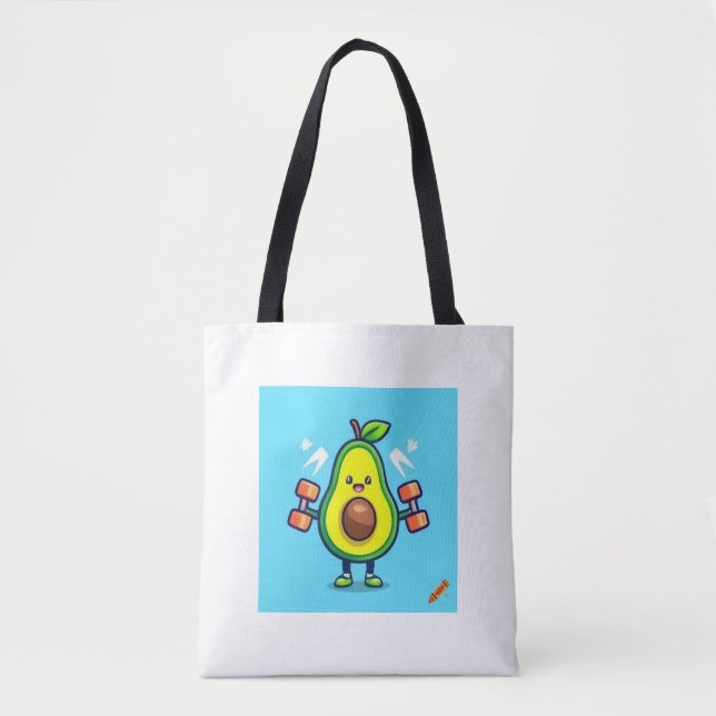 "Avocardio Cartoon Avocado Working Out - Spaß und  Tasche (Vorderseite)