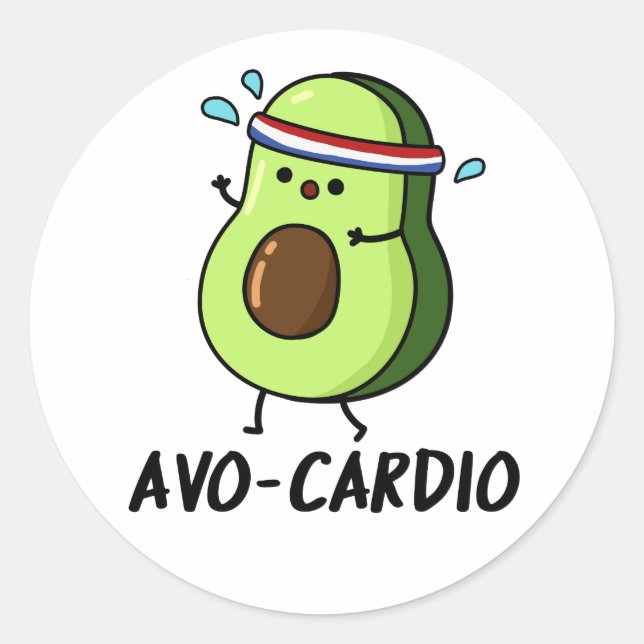 Avocardio Funny Excercise Avocado Pub Runder Aufkleber (Vorderseite)