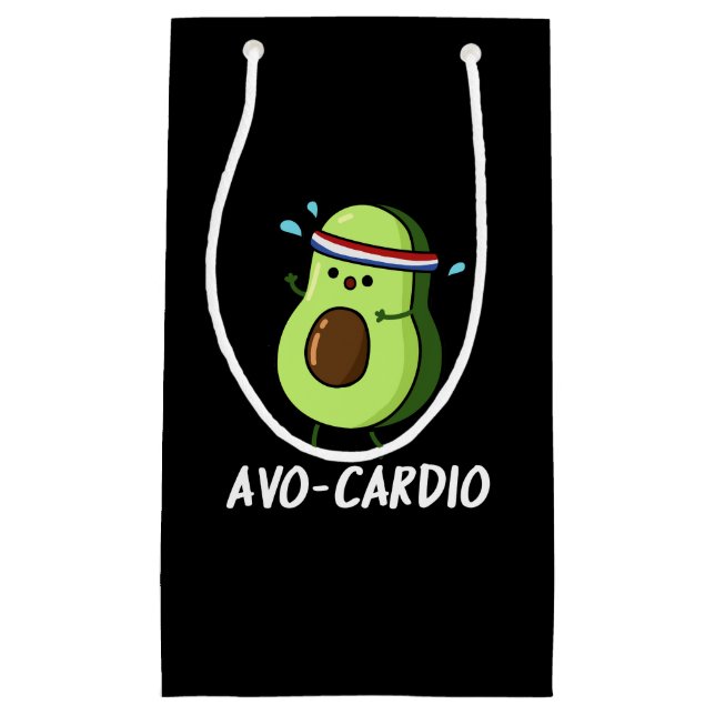 Avocardio Funny Excercise Avocado Pun Dark BG Kleine Geschenktüte (Vorderseite)