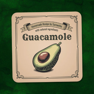 Avocat - Autocollant d'étiquette Guacamole Vintage