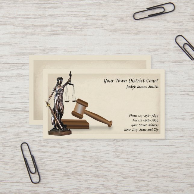 Avocat de la Lady Justice Procureur de la Carte de (Devant/Arrière en situation)